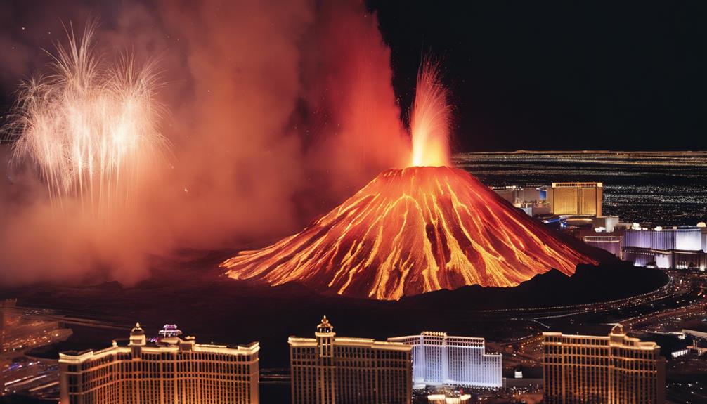 spectacular erupting volcano display