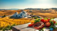 sunlit villages and seafood