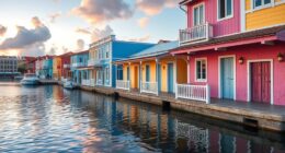 pastel colored historical buildings