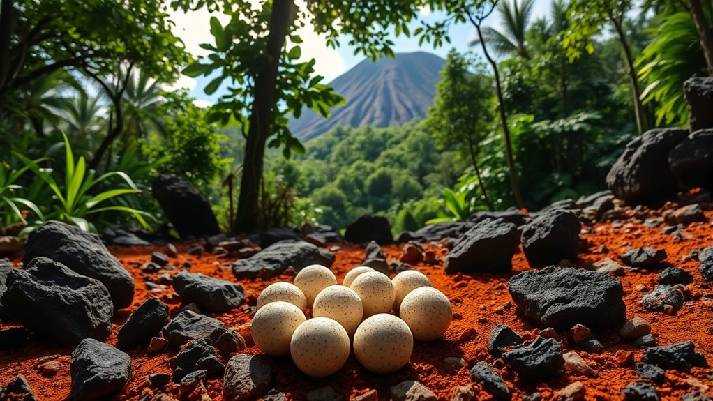 volcano incubates megapode eggs