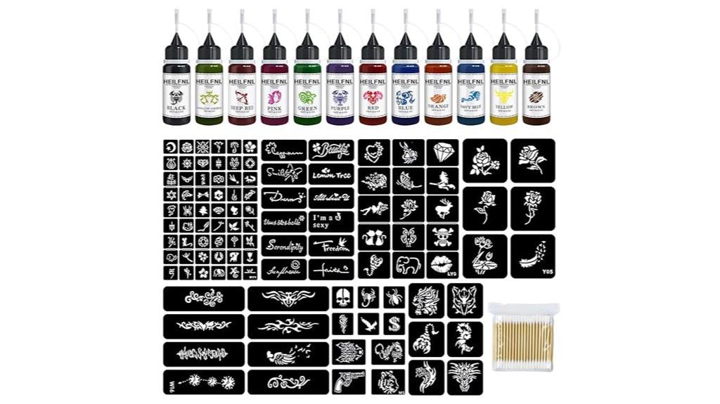 12 color body tattoo kit