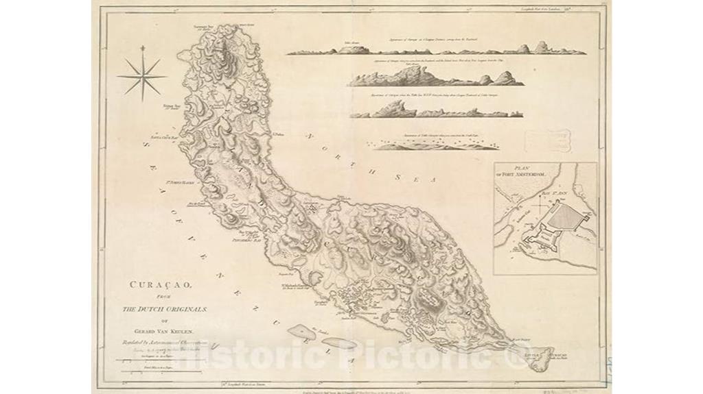 1775 curacao vintage map