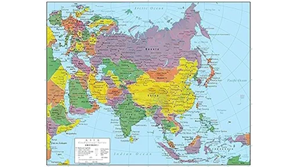 asia geopolitical wall map