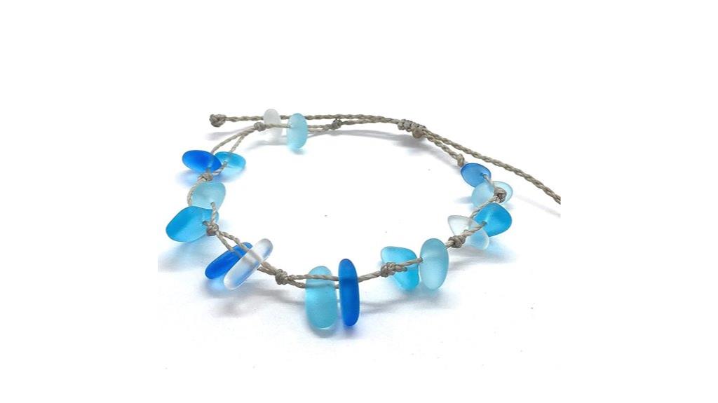 blue sea glass anklet