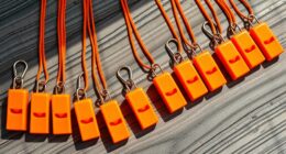 bright orange marine emergency whistles