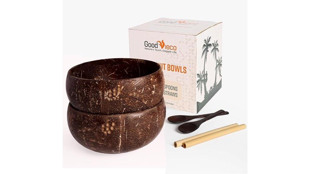 coconut bowls with accessories
