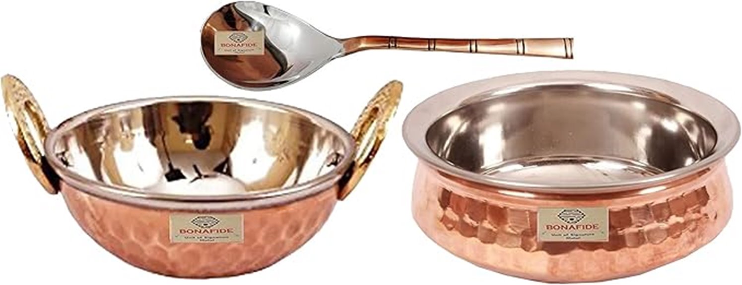 copper serving bowl set