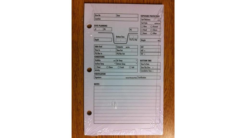dive log refill pages