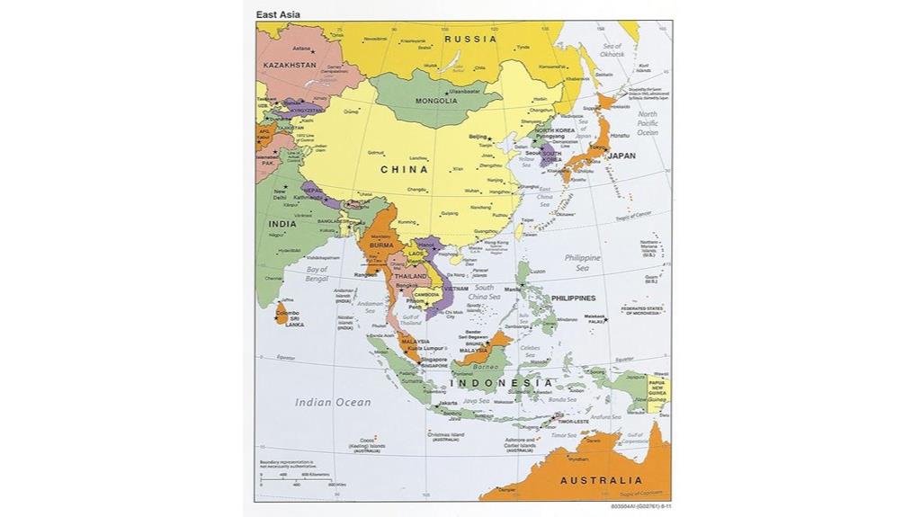 east asia map poster