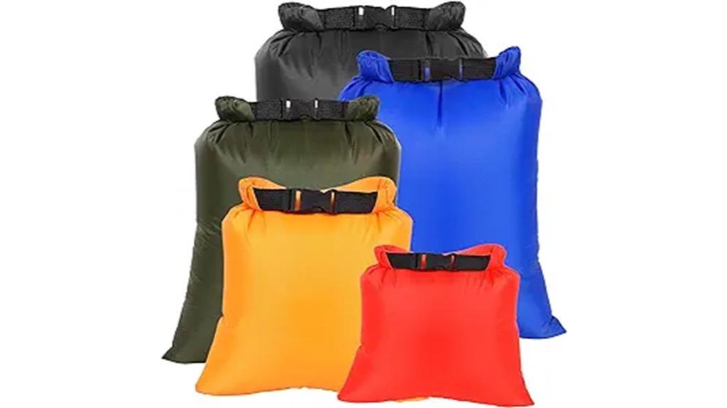 five waterproof dry bags