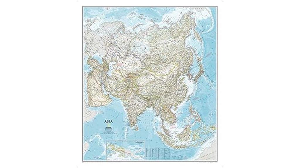 laminated asia wall map