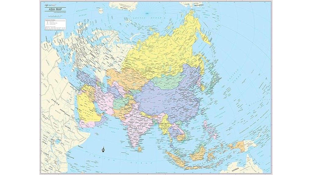 laminated asia wall map