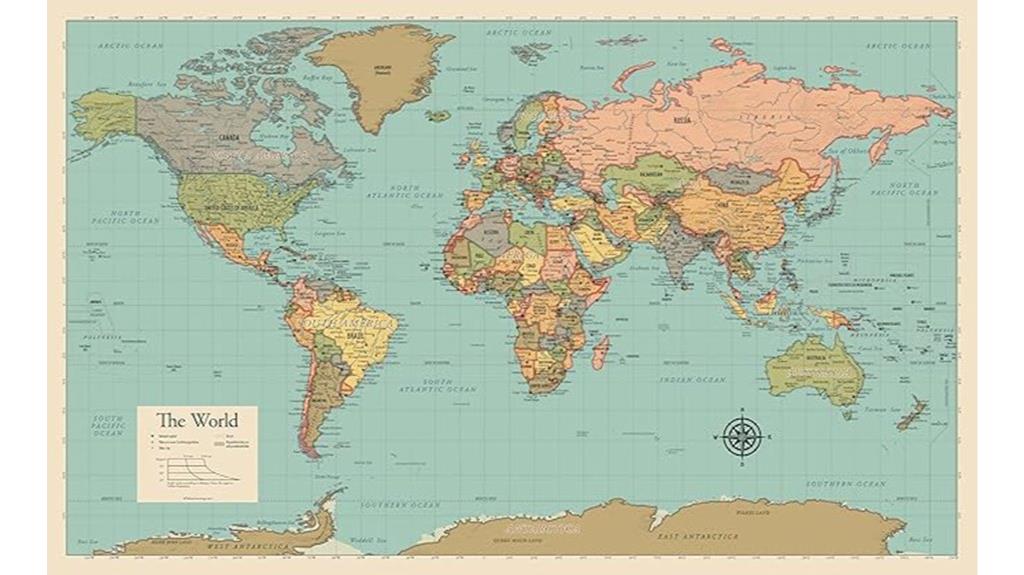 laminated green world map
