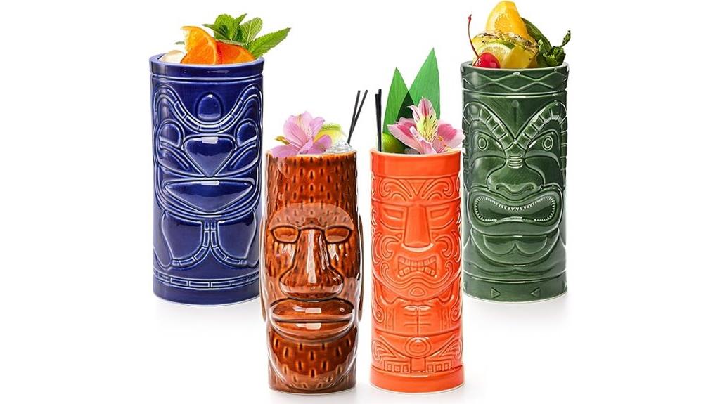 large ceramic tiki mugs