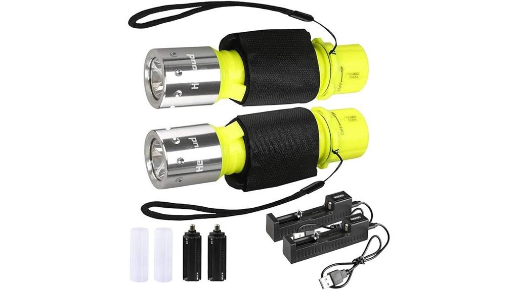 rechargeable diving flashlights pack