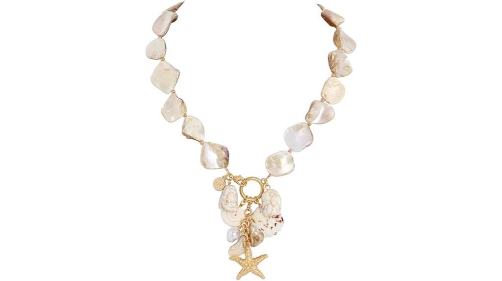 shell choker with pearl