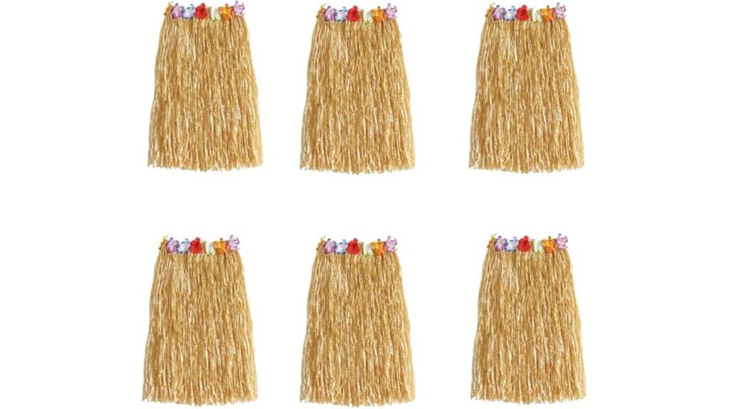 six grass flowered luau skirts