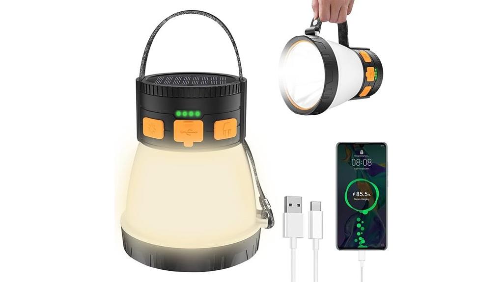 solar rechargeable camping lantern