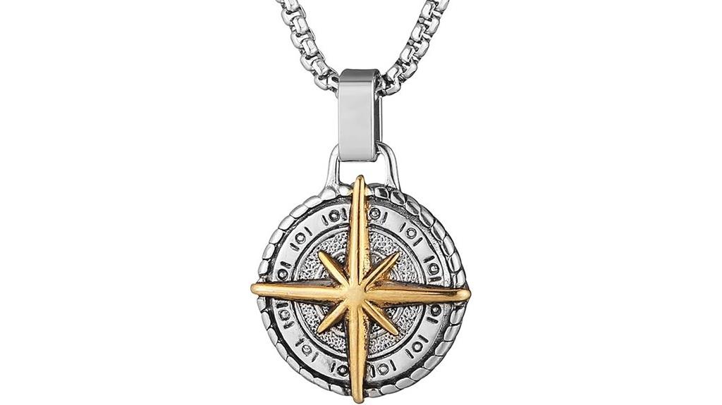 viking nautical compass necklace
