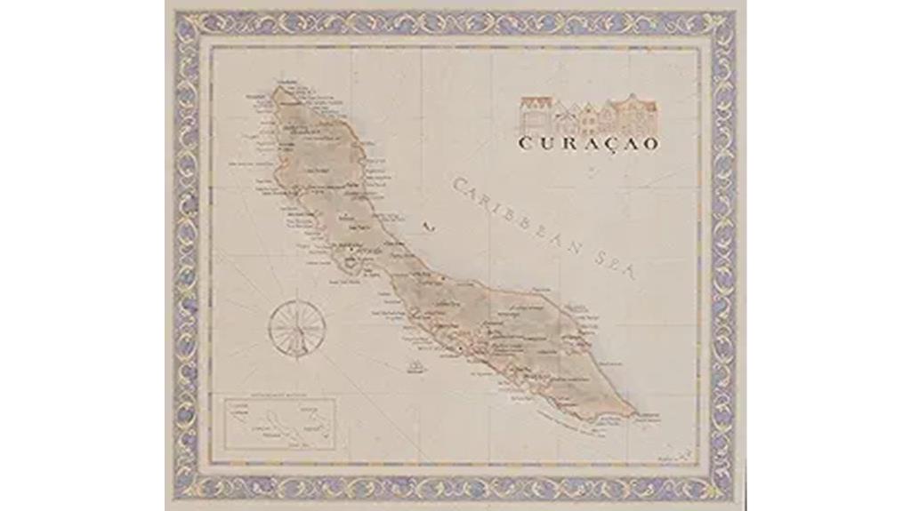 vintage caribbean curacao map