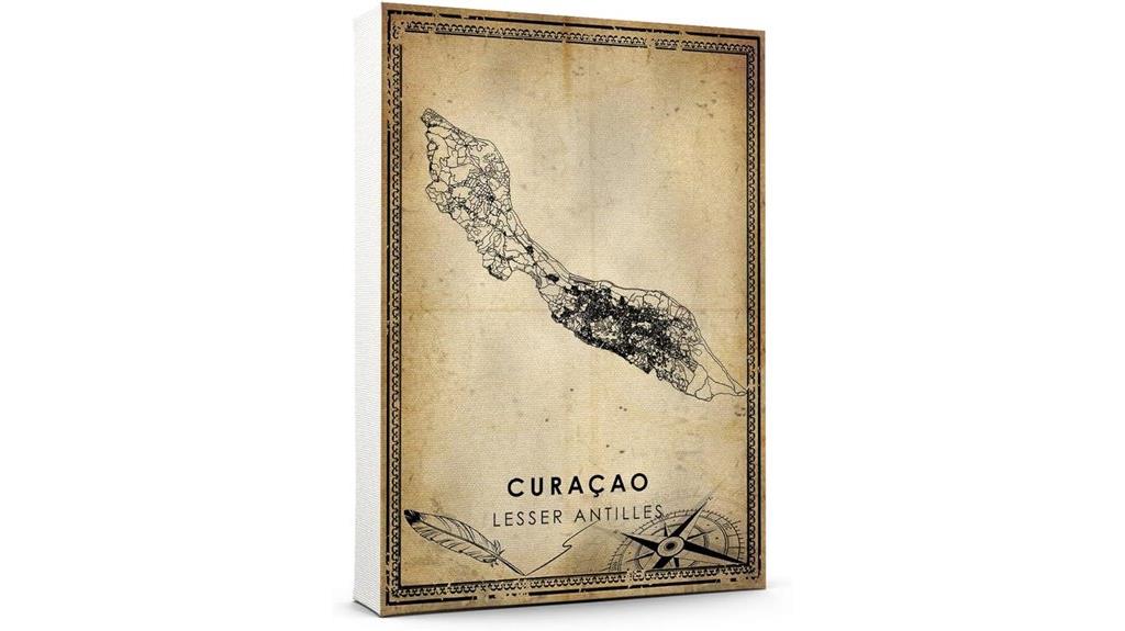 vintage curacao map poster