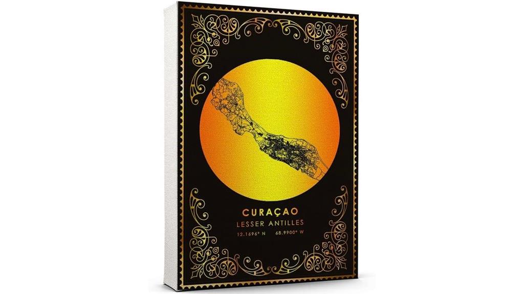 vintage curacao map poster