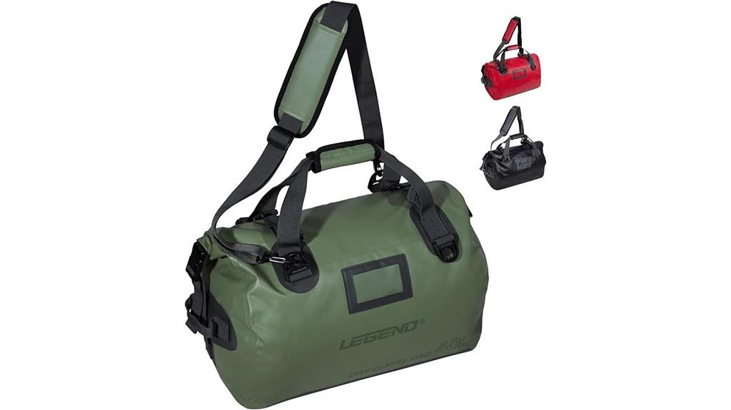 waterproof green duffle bag