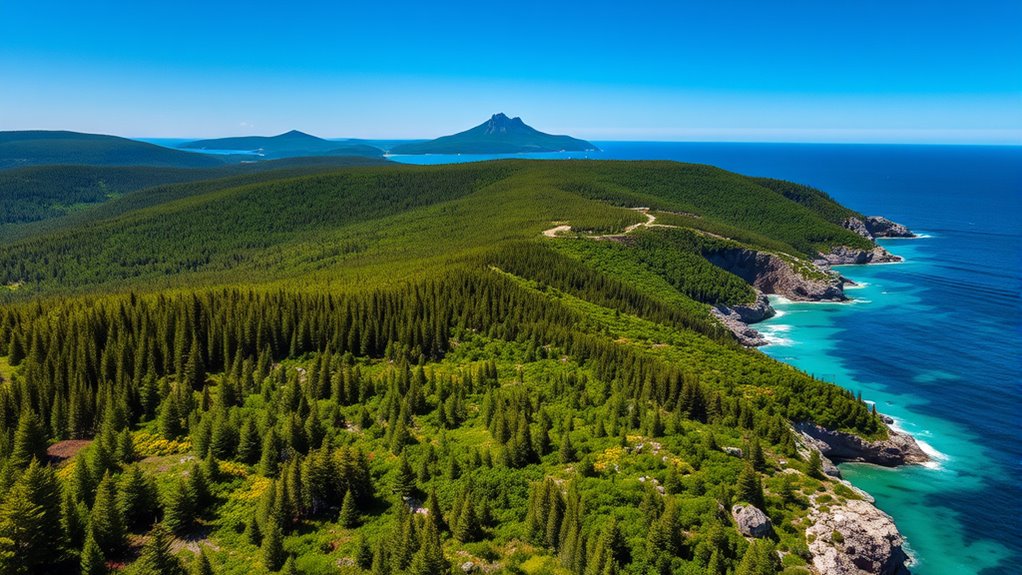 coastal cliffs and waterfalls