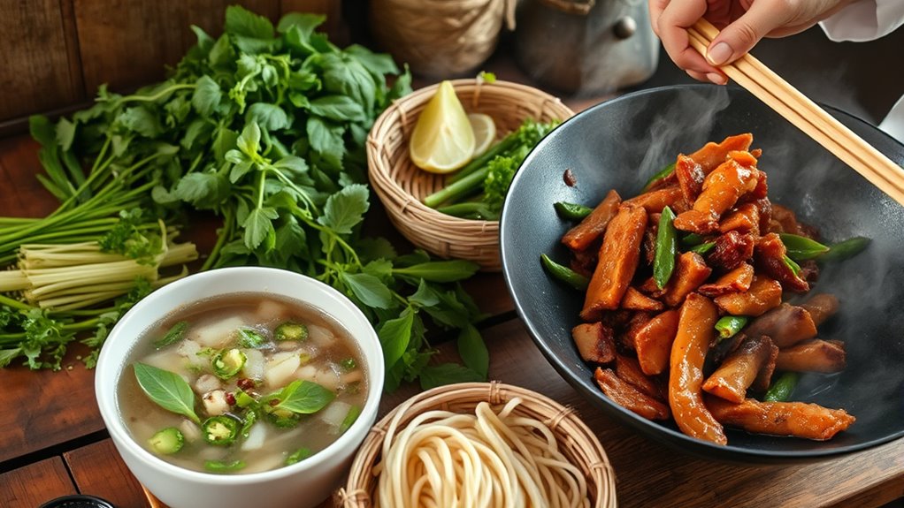 fresh herbs seafood flavors