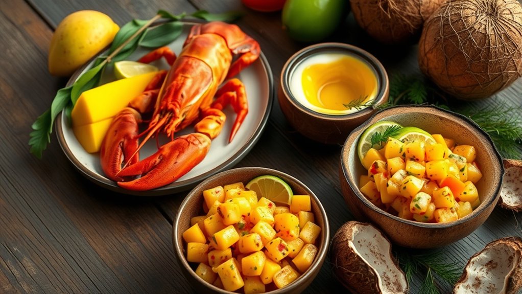 island seafood and fruits