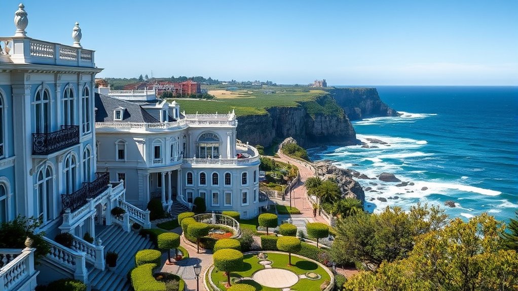luxurious mansions and cliffside views