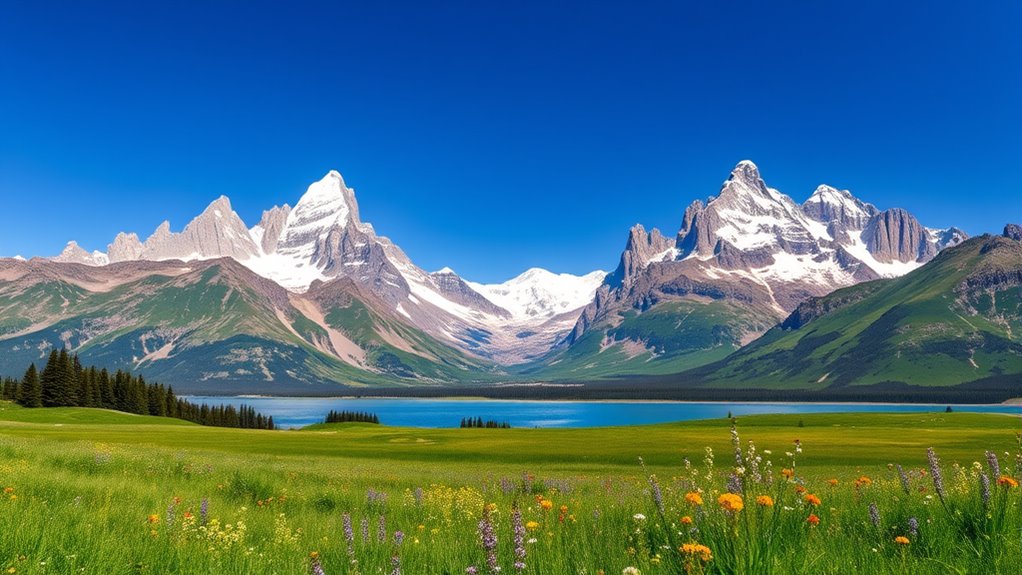 majestic peaks and lakes