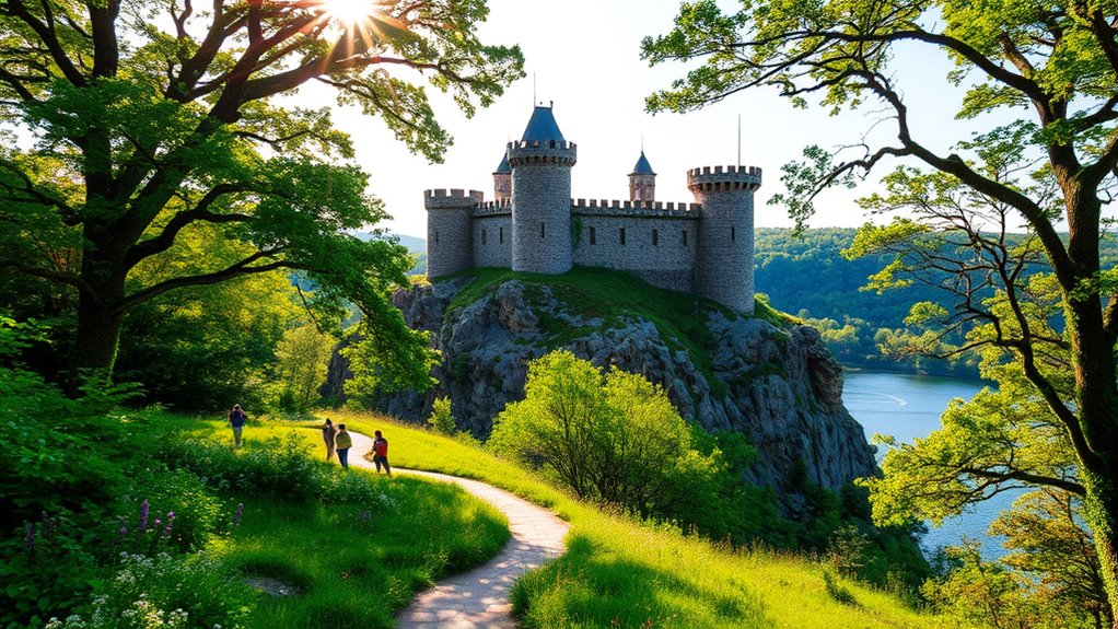 medieval castle with scenic views