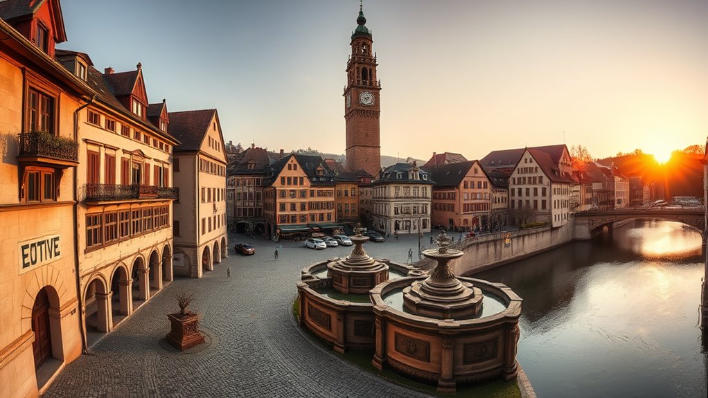 medieval streets and landmark