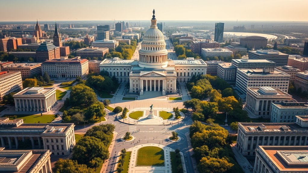 monumental symmetrical civic spaces