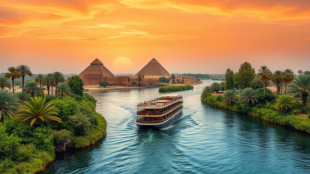 nile cruises through landscapes