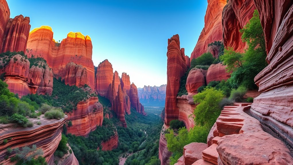 sandstone cliffs and river valleys