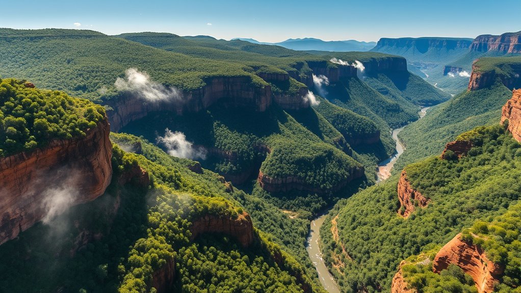 scenic canyon and waterfalls