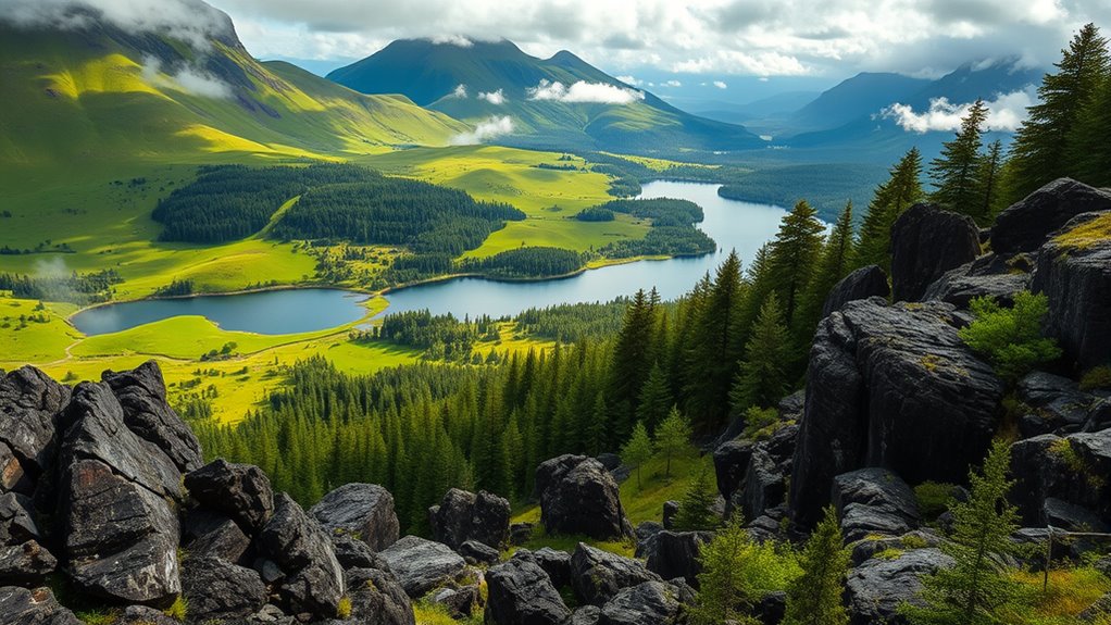 scenic mountain and lake landscapes