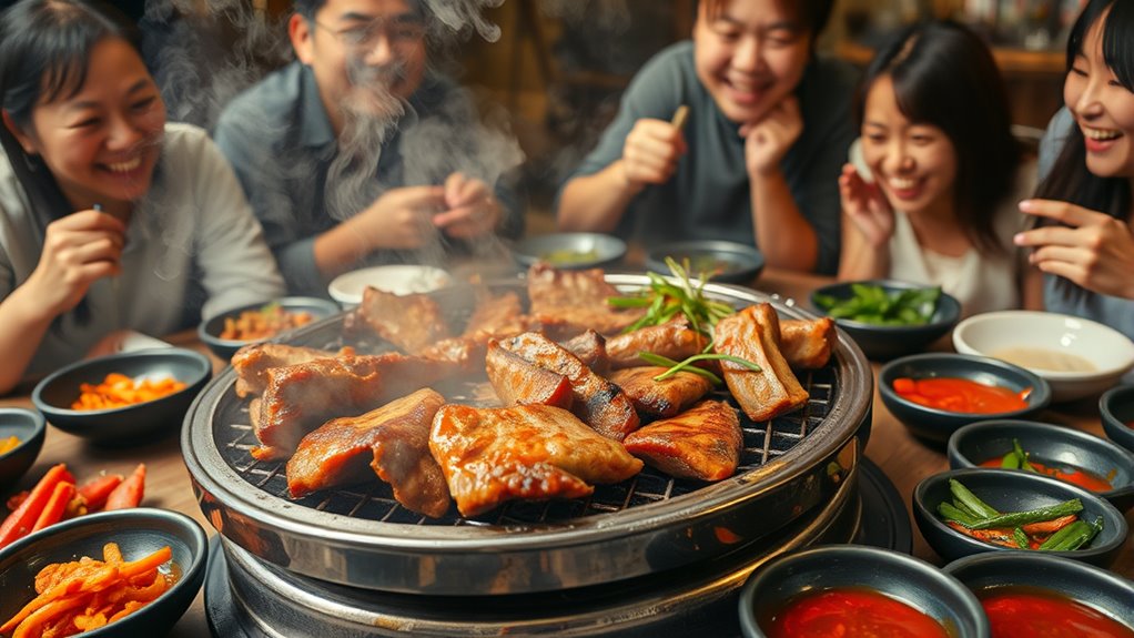 sharing grilled communal meals