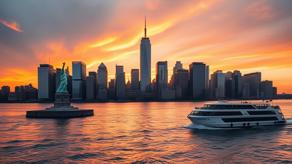 skyline views from water and sky