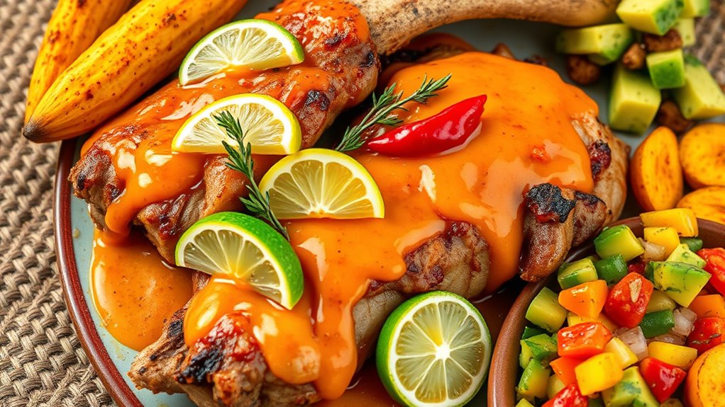 tropical fruits and spices