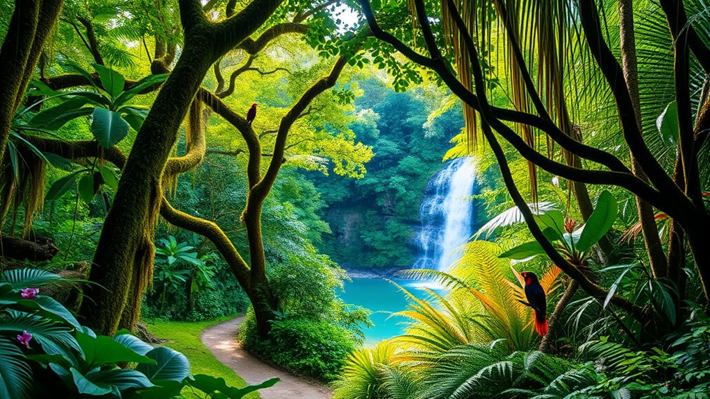 tropical rainforests and caves