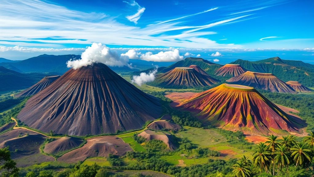 volcanic landscapes and lakes