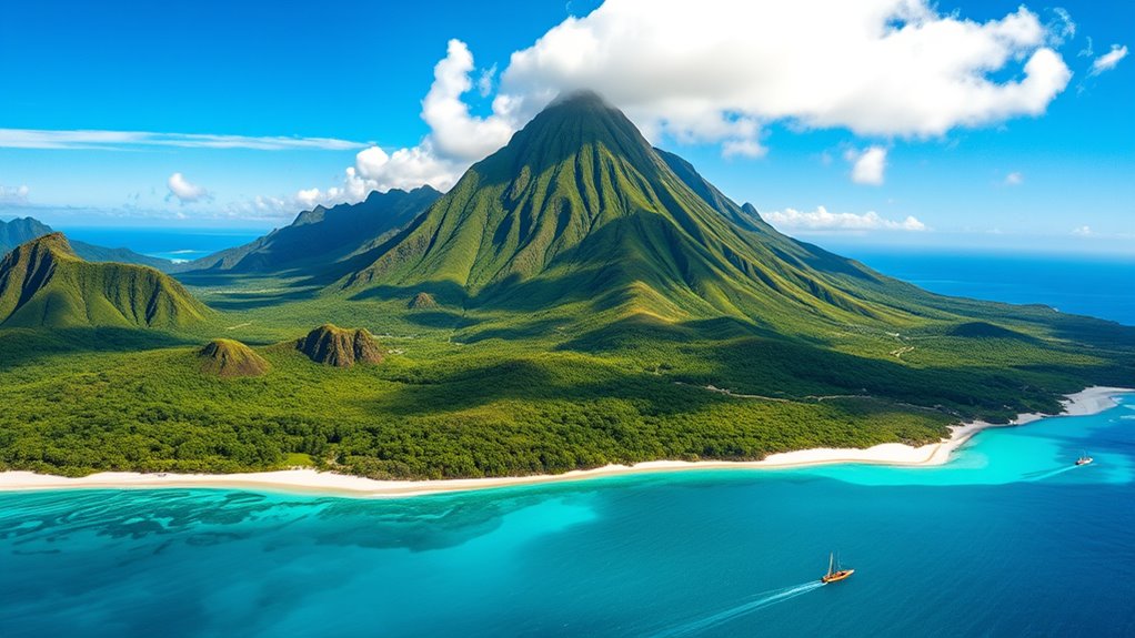 volcanic peaks and islands