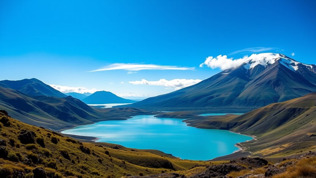 volcanic peaks and meadows