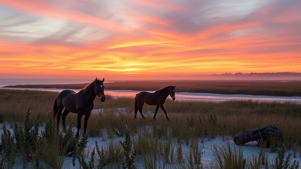 wild horses pristine beaches