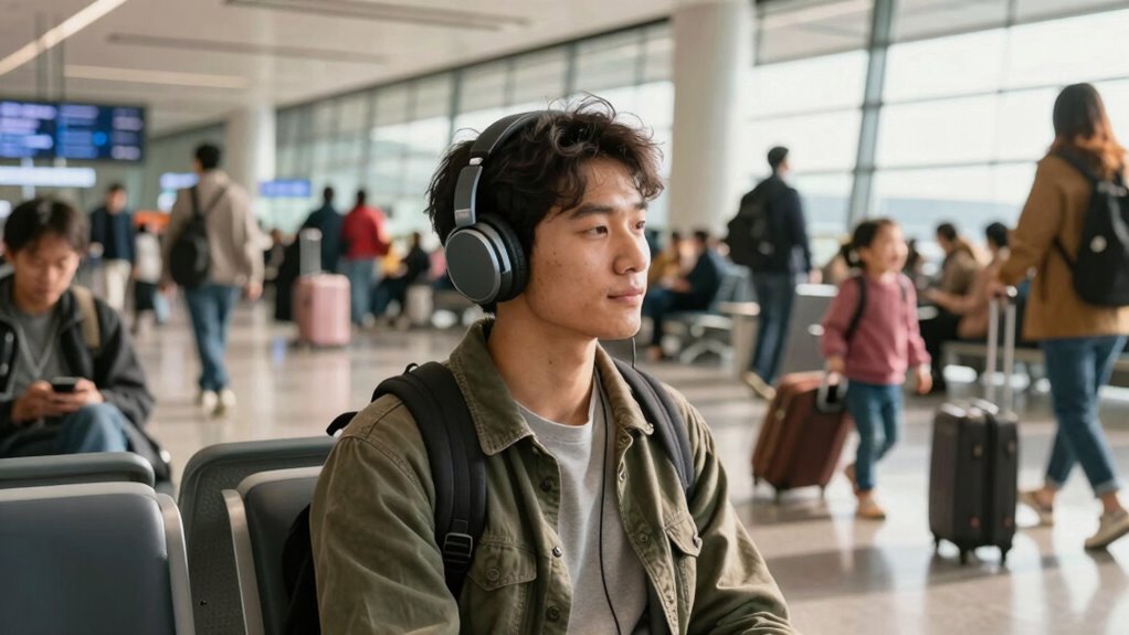 serene travel with headphones
