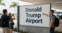 Travellers react as Florida airport renamed after Trump