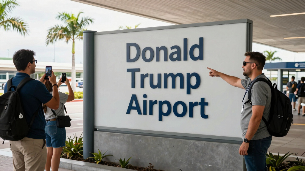 Travellers react as Florida airport renamed after Trump